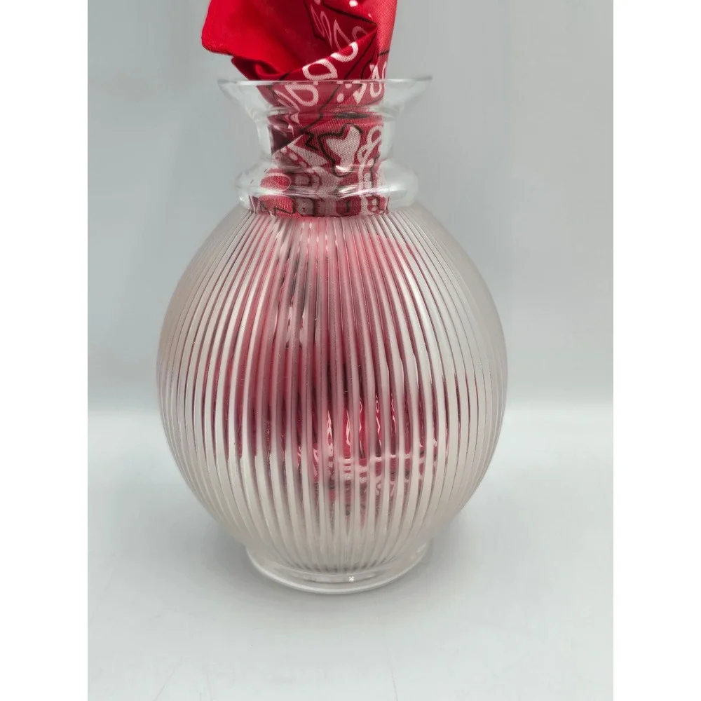 Lalique France Ribbed Frosted Crystal Vase upcycled French Art Glass 7.5in